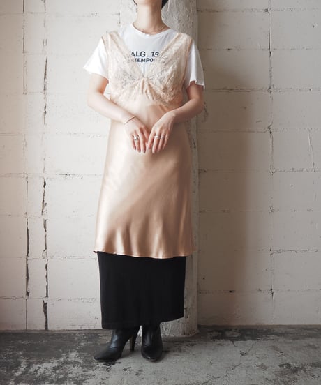 Lace×Satin Sleeveless Dress LPI