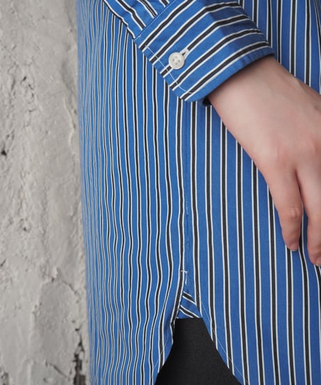 POLO Ralph Lauren Striped Band Collar Tunic Shirt BLWHBK