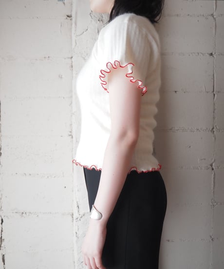 Remake 1950-60's Angora Knit Top With Patchs IV RE
