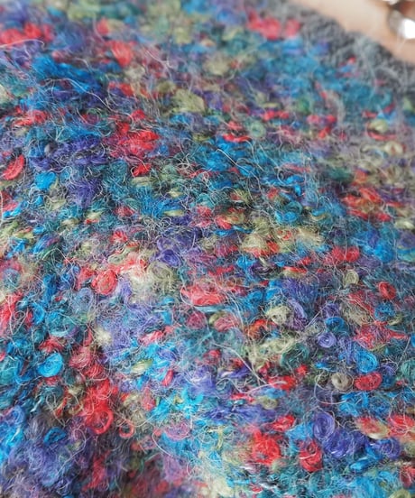 Shoulder Button Mix Color Mohair Knit BLPIOR