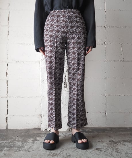 1970's Flower Pattern Flared Easy Pants BRWH