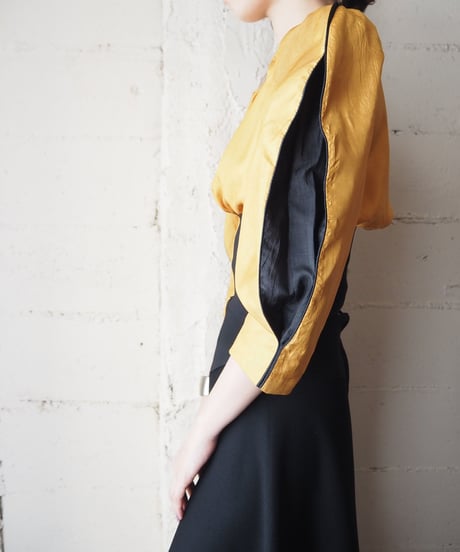 REMAKE Rib Waist Bicolor Blouse YEBK