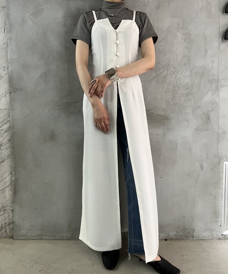 Front Button Slit Camisole Vest WH