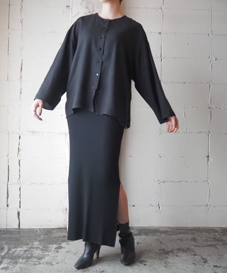 Collarless Rayon Shirt BK