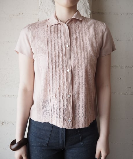 1960's Front Lace Pin Tuck Blouse