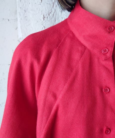 Tuck Shoulder Stand Collar Shirt RE