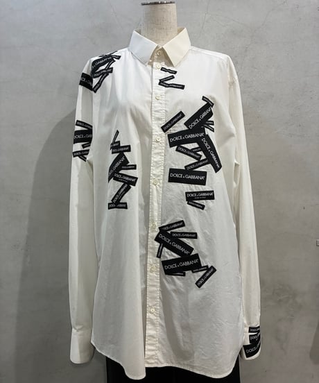 DOLCE &  GABBANA Logo Patch Cotton Shirt WH
