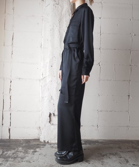 Pocket Design Shirt Jumpsuits BK