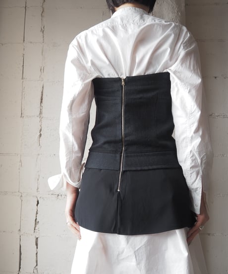 MARNI Sheer Peplum Switching Wool Bustier BK