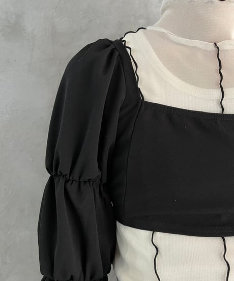 Puff Sleeve Short Tops BK