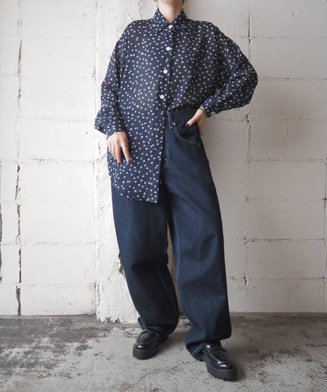 KRIZIA Small Flower Pattern Sheer Blouse NV
