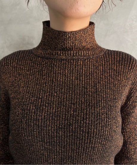 Calvin Klein Glitter Mock Neck Rib Knit BR