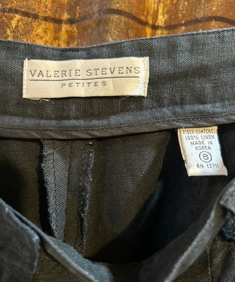 VALERIE STEVENS PETITES Linen Tuck Pants BK