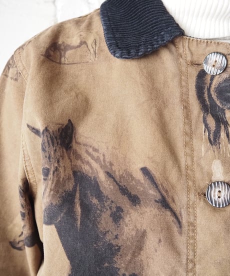 Horse Pattern Corduroy Collar Jacket BRBK