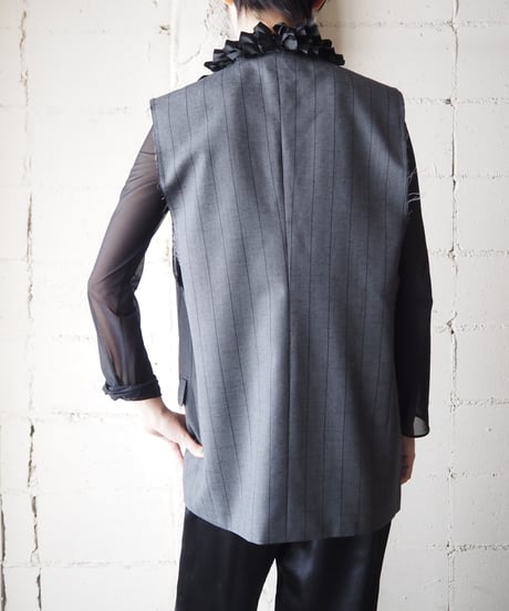 REMAKE Jacket Vest Tiered Frill Collar GRBK