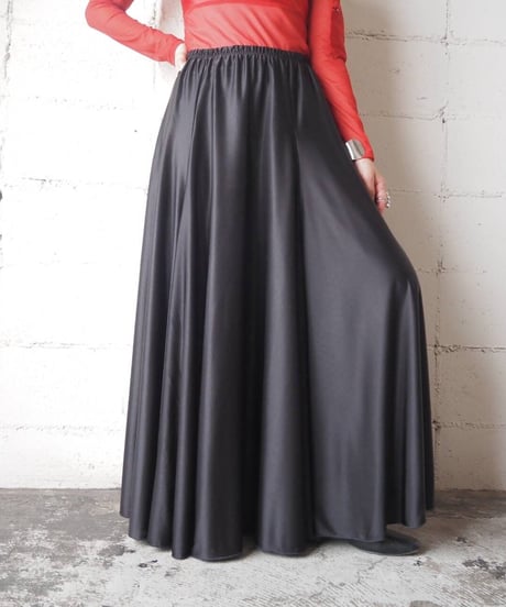 Satin Flared Easy Skirt BK