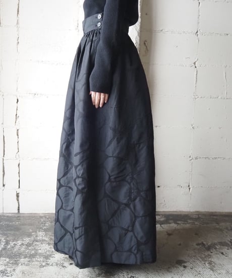 Pattern Volume Flared Skirt BK