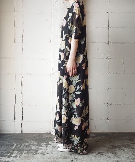 Seethrough Flower China Dress BK