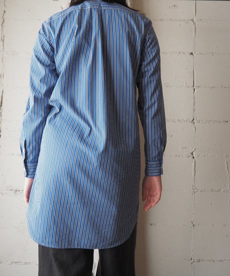 POLO Ralph Lauren Striped Band Collar Tunic Shirt BLWHBK