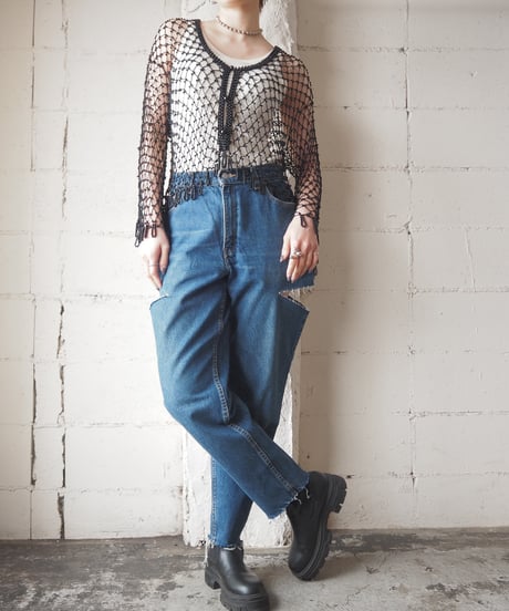 Crochet×Beads Cardigan BK