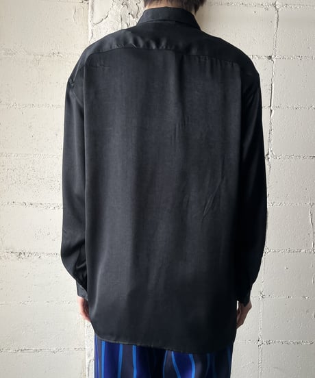 Open Collar Satin Shirt BK