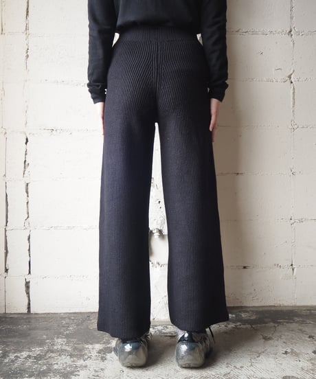 Wide Rib Knit Pants BK