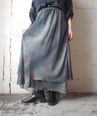 Sheer Layered Floral Print Skirt KA