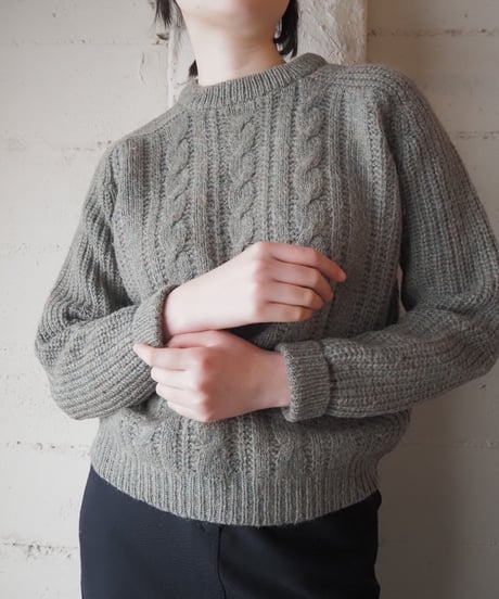 Hand Fraine Knit Wear Wool Cable Sweater GR