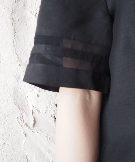 Pleated Back Open Collar Linen Dress BK