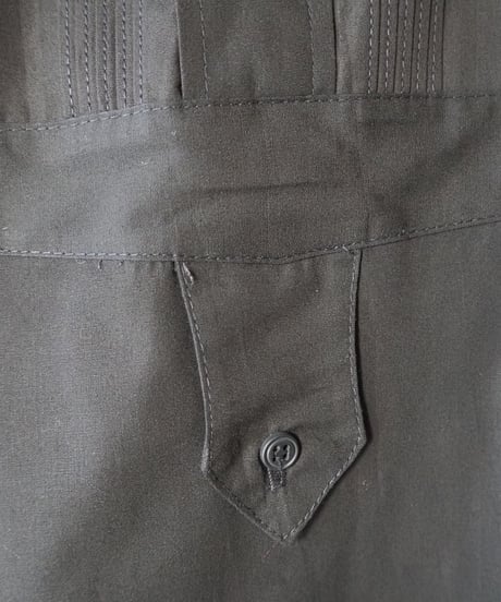 Pleated Bosom Band Collar Shirt BK