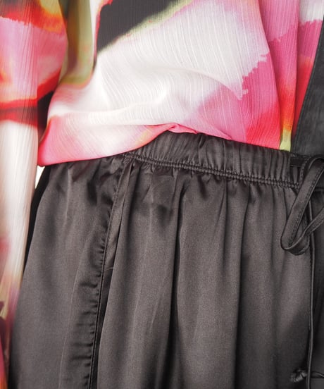 Side Slit Satin Pants BK
