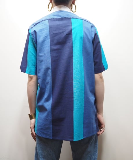 Wing Collar  Stripe  Shirt BL