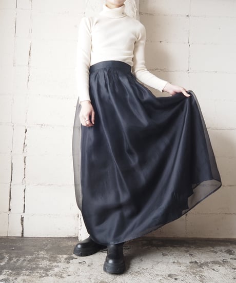 Seethrough Layered Volume Skirt BK