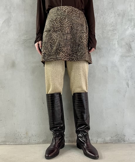 Leopard Pattern Velour Mini Skirt BRBK