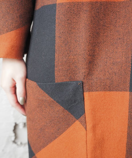 Collarless Block Check Dress ORBK
