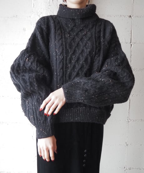 Mix Yarn Fisherman Knit BK