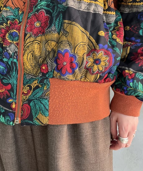 Flower Pattern  Quilting Blouson BKCM