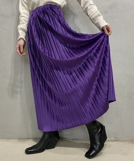 Pleated Velour Skirt PUR