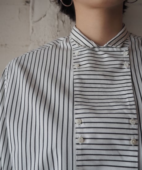 1970's France Double Breasted Stripe Shirt WHBK