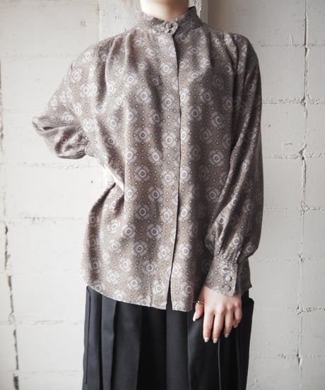 Multi Pattern Band Collar Tuck Shirt LBR
