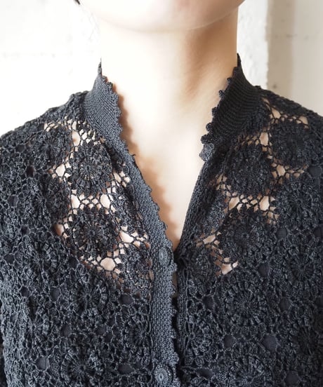 1970's Short Sleeve Crochet Cardigan BK