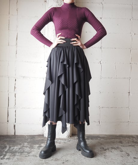 1980's Ruffle Flared Skirt BK