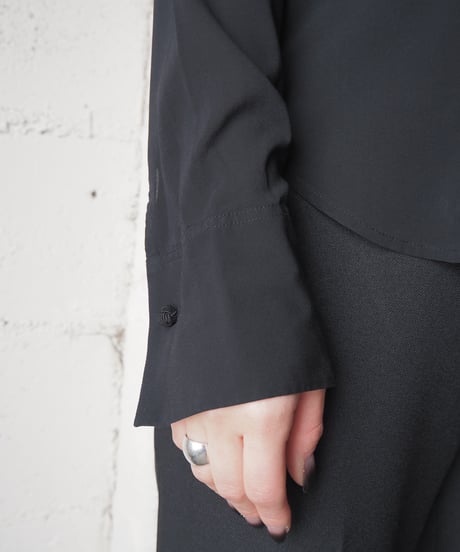 RALPH LAUREN Frill Front Silk Shirt BK