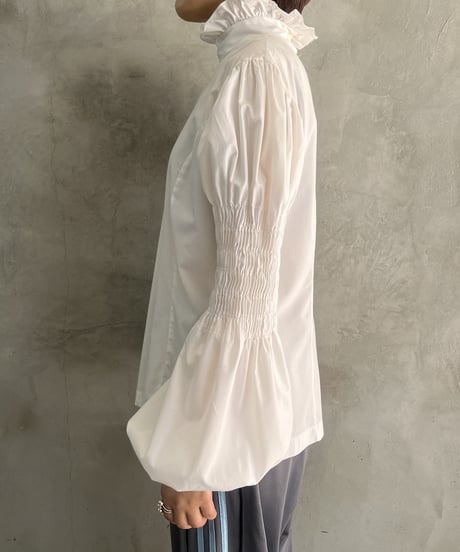 Frill Collar Volume Sleeve Blouse WH