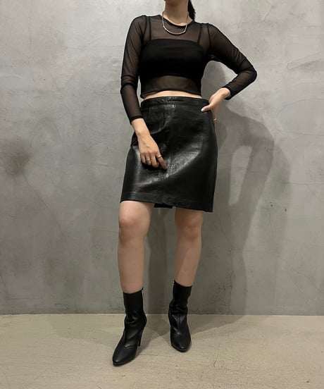 Leather Tight Mini Skirt BK