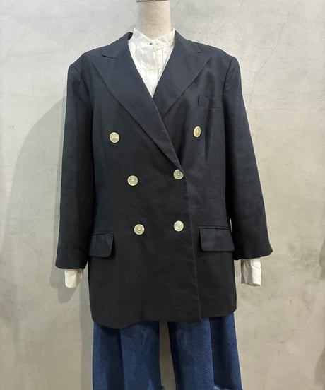 LAUREN Double Breasted Linen Jacket BK