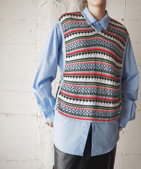 Side Button Pattern Knit Vest LBLRE