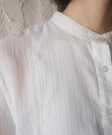 LAUREN Striped Sheer L/S Shirt WH