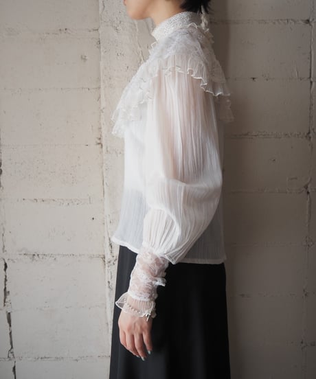 GUNNE SAX Lace Yoke Stand Collar Blouse WH