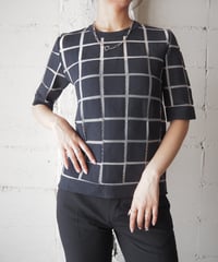 BALENCIAGA Windowpane Short Sleeve Knit BKWH